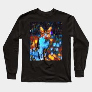 Abstract Colorful Cat Painting Long Sleeve T-Shirt